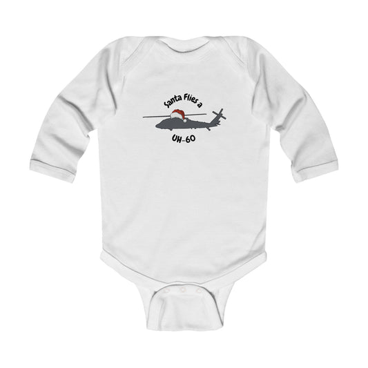 Baby Santa Flies an UH-60 Long Sleeve Bodysuit