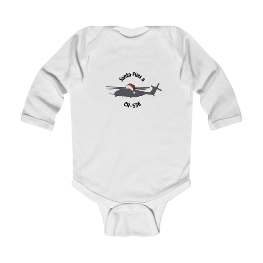 Baby Santa Flies a CH-53E Long Sleeve Bodysuit