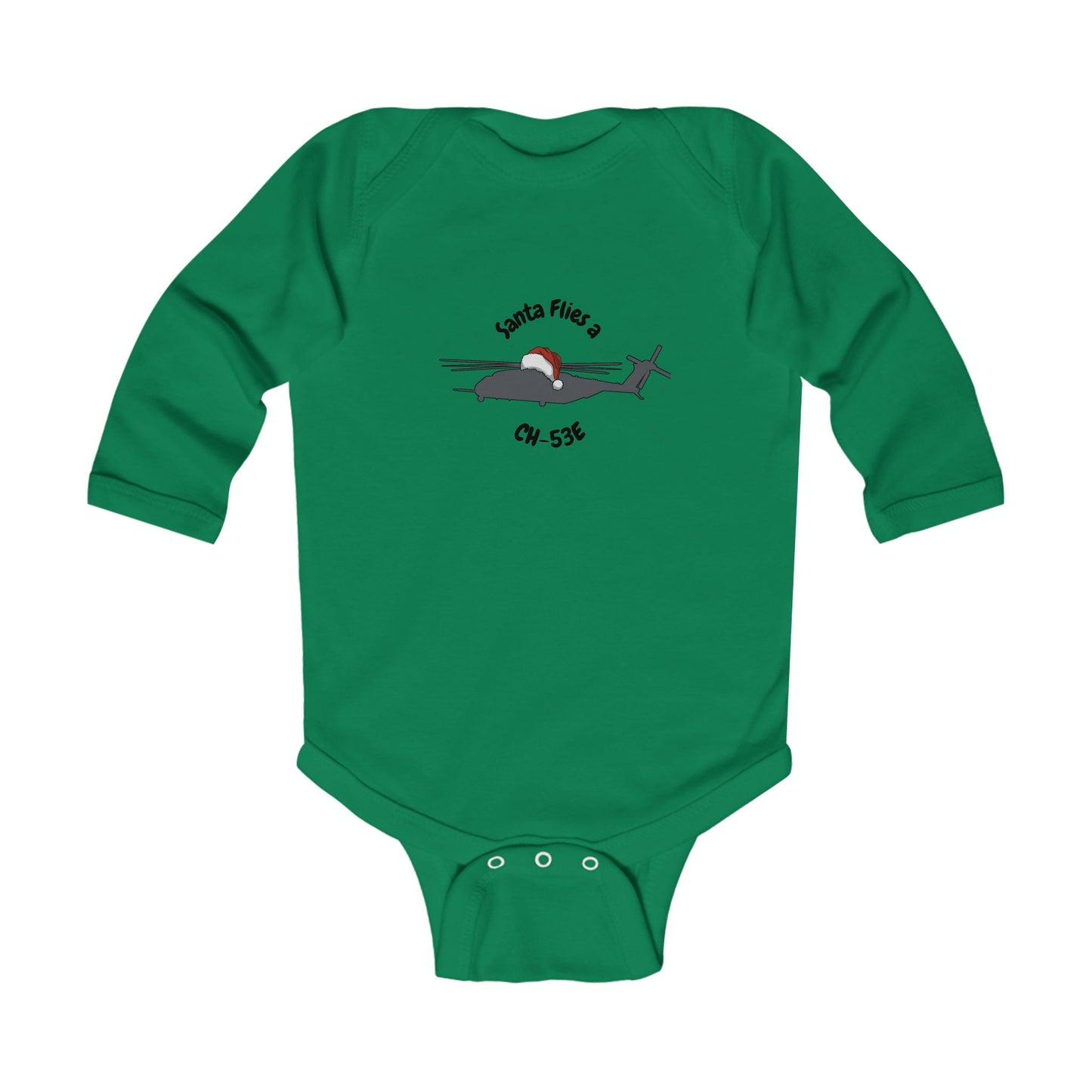 Baby Santa Flies a CH-53E Long Sleeve Bodysuit