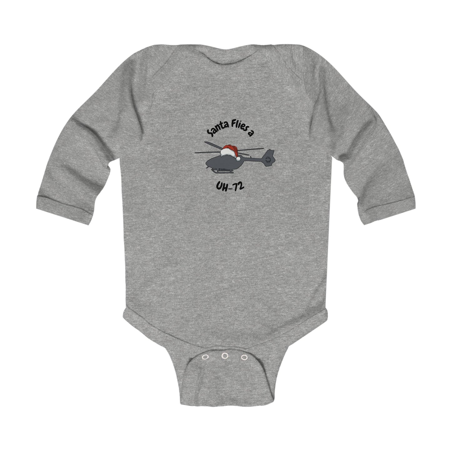 Baby Santa Flies an UH-72 Long Sleeve Bodysuit