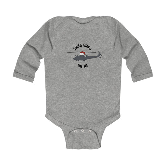 Baby Santa Flies an UH-1N Long Sleeve Bodysuit