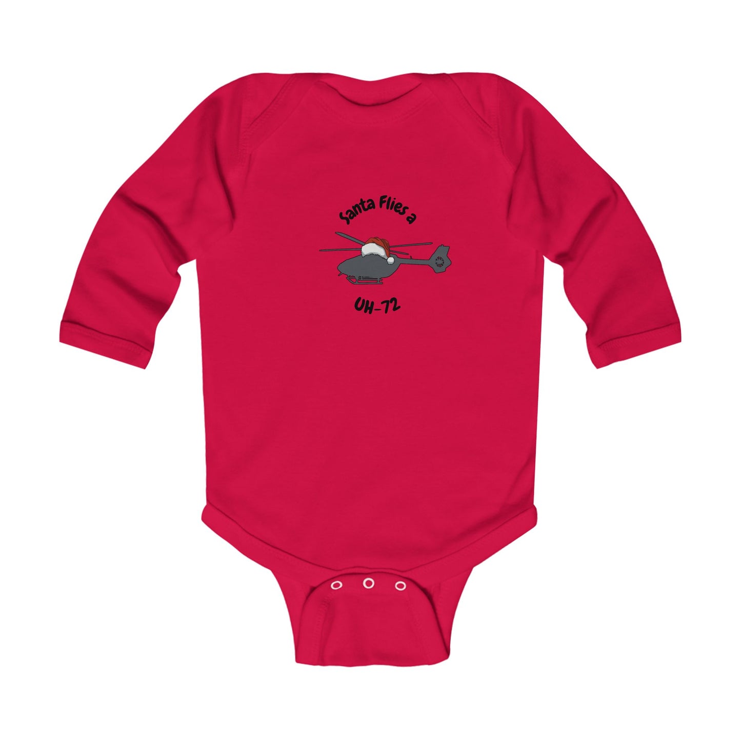 Baby Santa Flies an UH-72 Long Sleeve Bodysuit