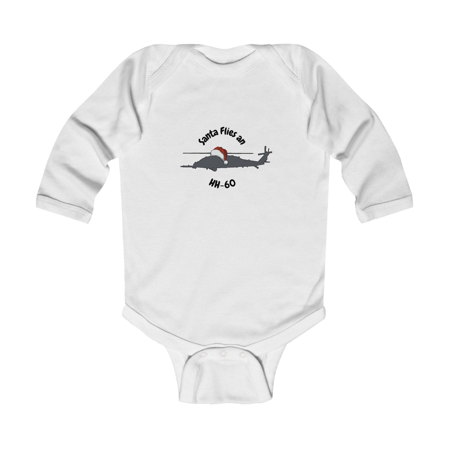 Baby Santa Flies an HH-60 Long Sleeve Bodysuit