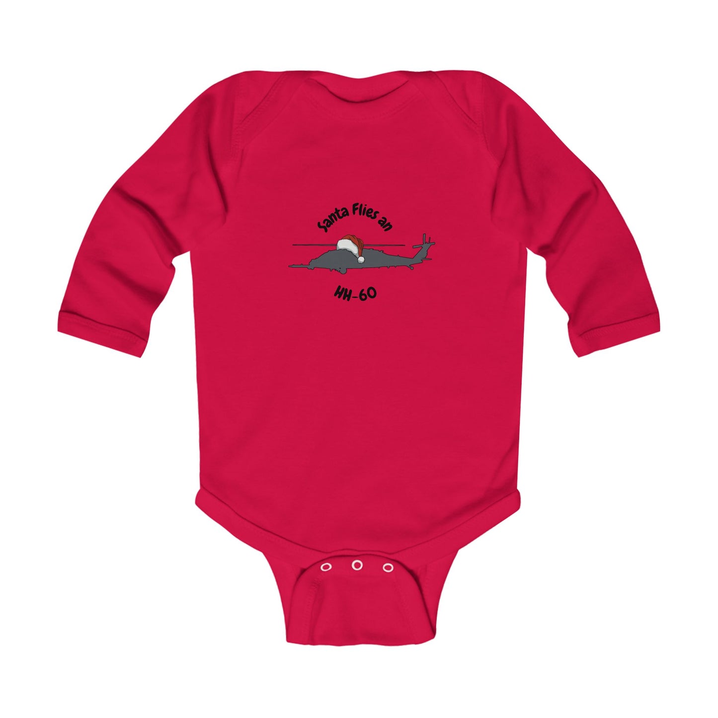 Baby Santa Flies an HH-60 Long Sleeve Bodysuit