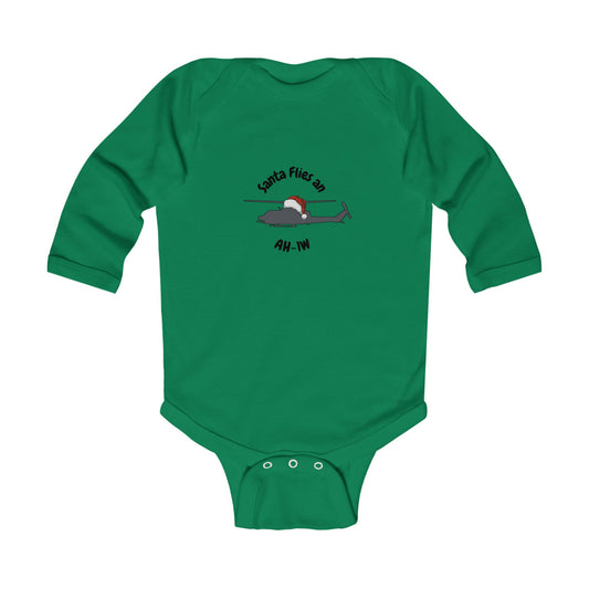 Baby Santa Flies an AH-1W Long Sleeve Bodysuit