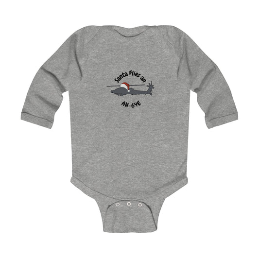 Baby Santa Flies an AH-64E Long Sleeve Bodysuit