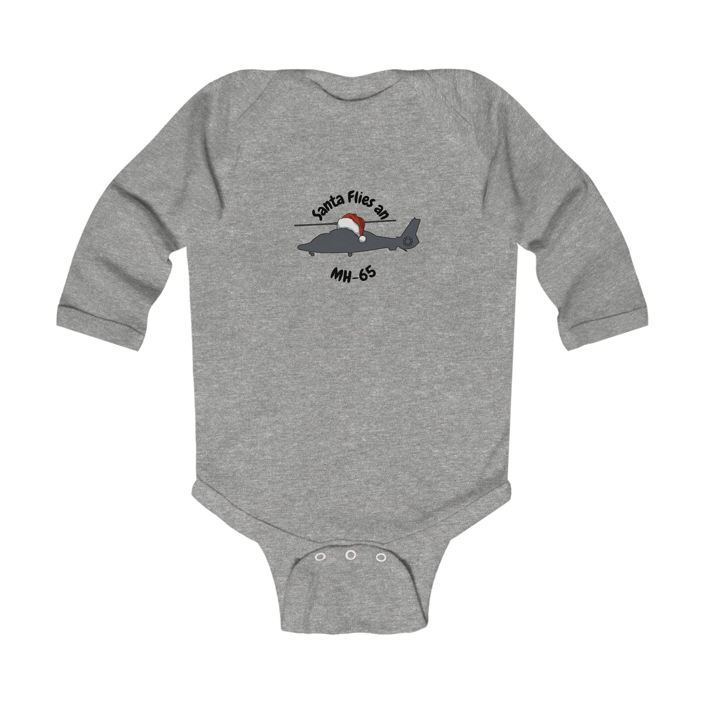 Baby Santa Flies an MH-65 Long Sleeve Bodysuit