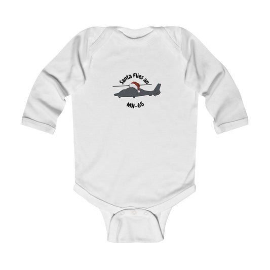 Baby Santa Flies an MH-65 Long Sleeve Bodysuit