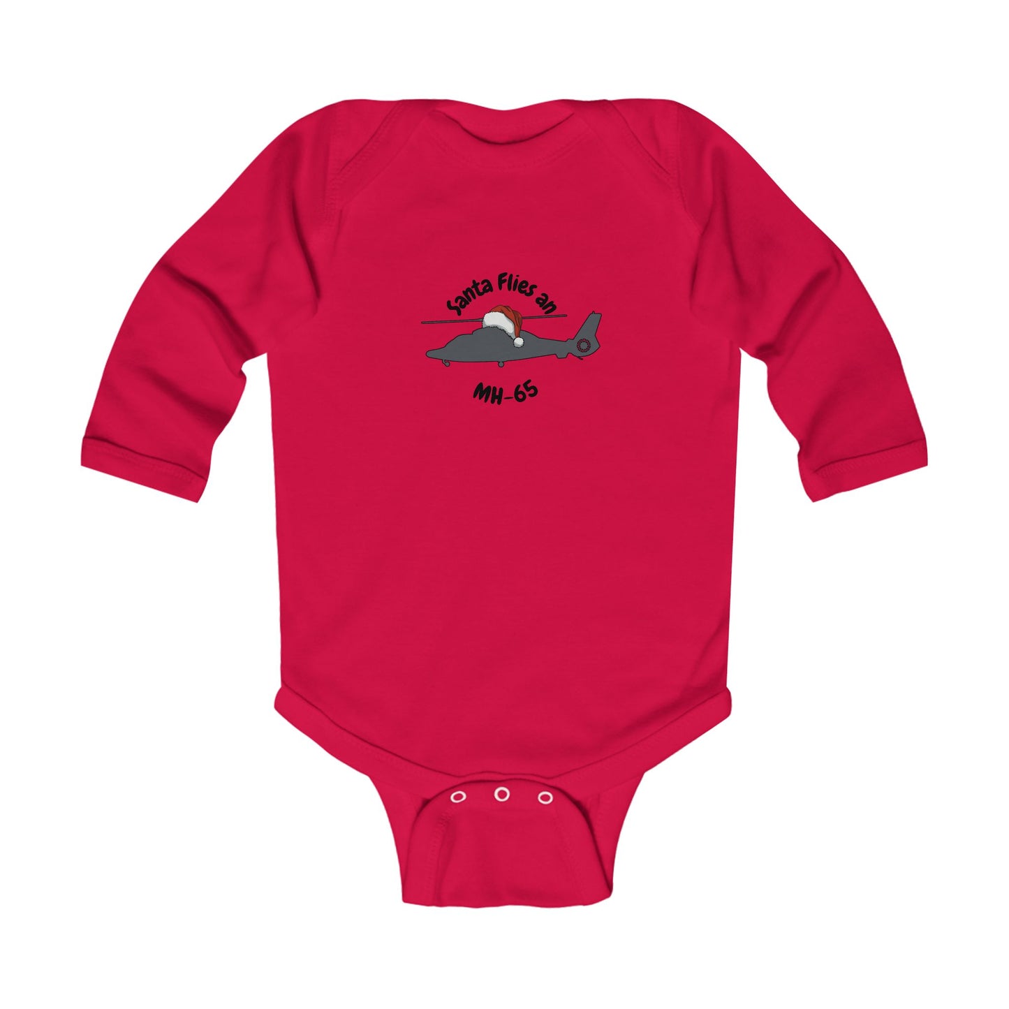 Baby Santa Flies an MH-65 Long Sleeve Bodysuit