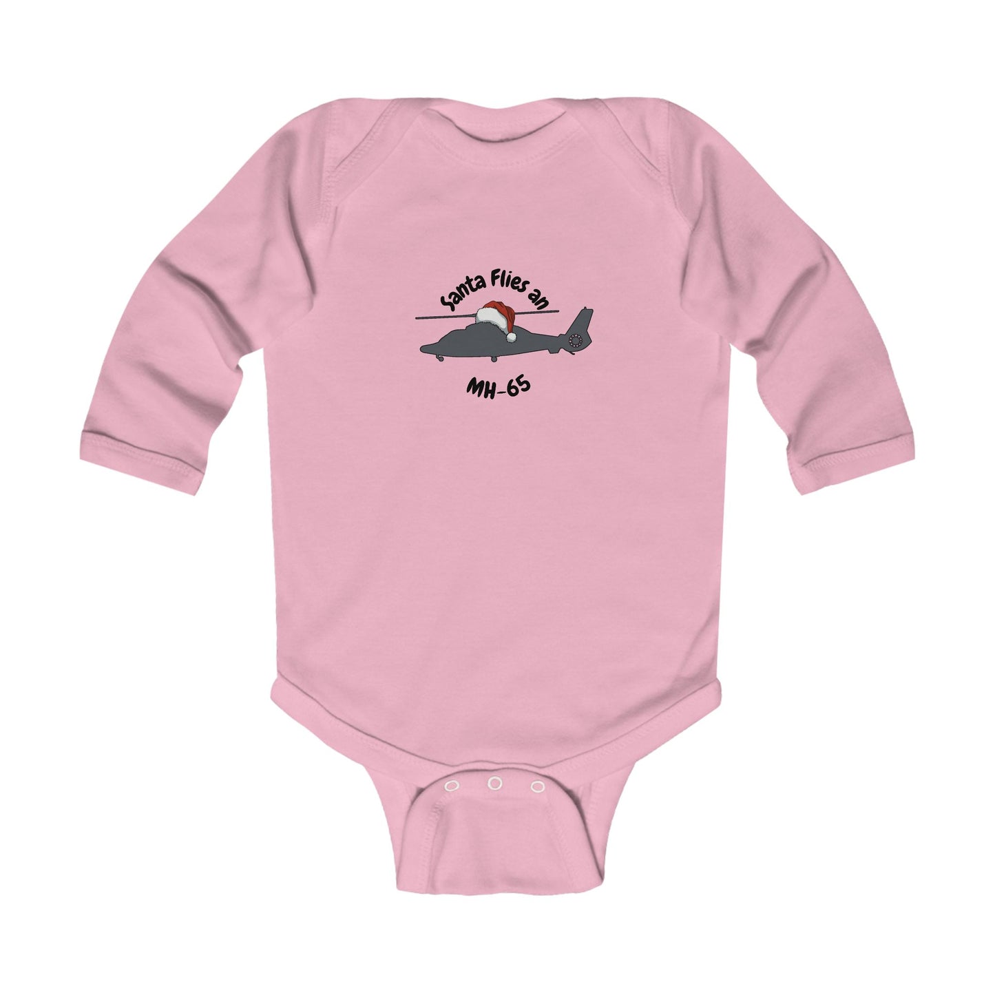 Baby Santa Flies an MH-65 Long Sleeve Bodysuit