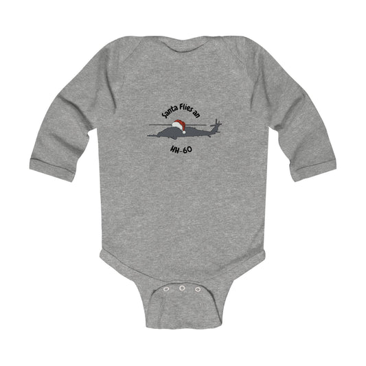 Baby Santa Flies an HH-60 Long Sleeve Bodysuit